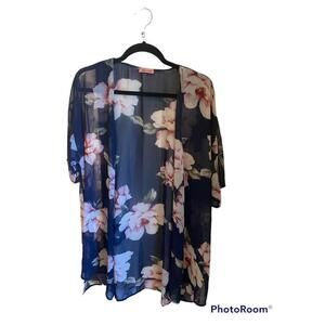 Hello Miz Light Weight Flower Blue Duster. One Size